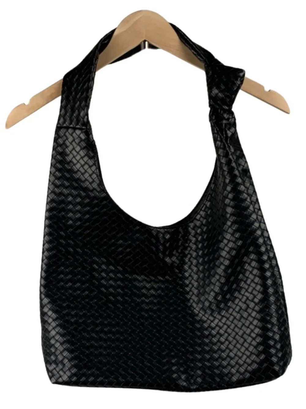 Ulta Midnight Woven Faux Leather Hobo Shoulder Bag Bohemian Minimalist